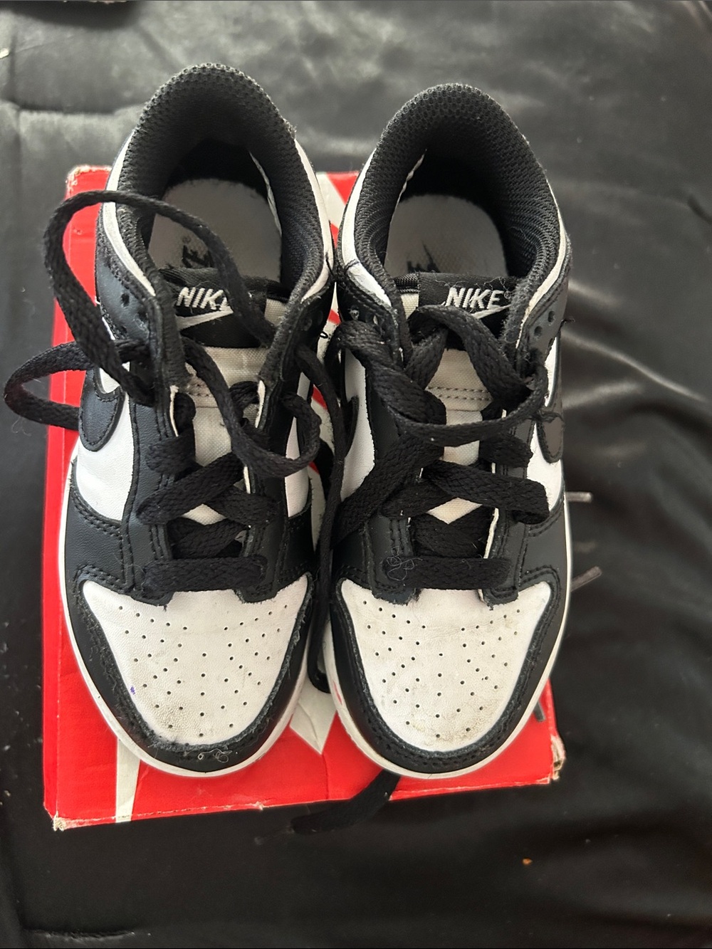 Nike Kids Black and White Panda Low-Top Sneakers size 11k